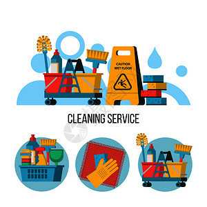 清潔服務(wù)圖標專業(yè)清潔女士拖把水桶黃色濕地板標志清潔用具